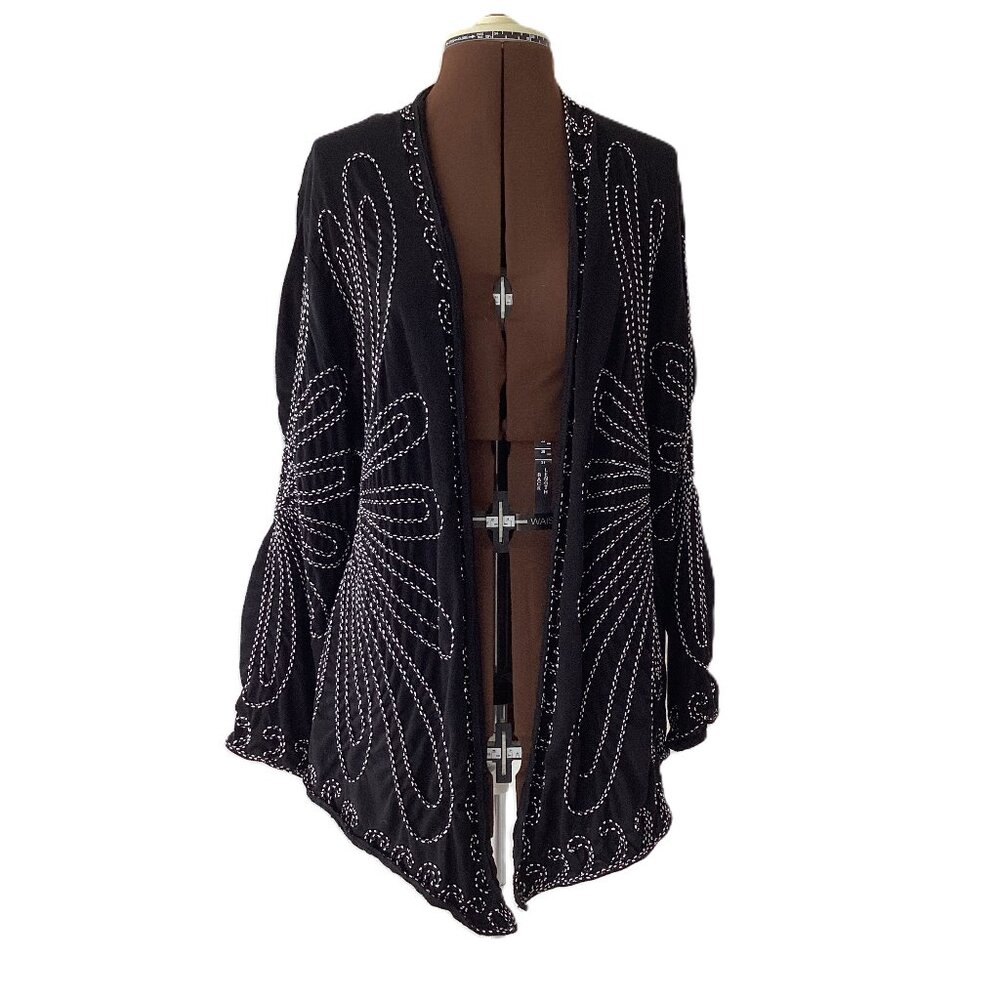Large Floral Embroidered Cardigan
